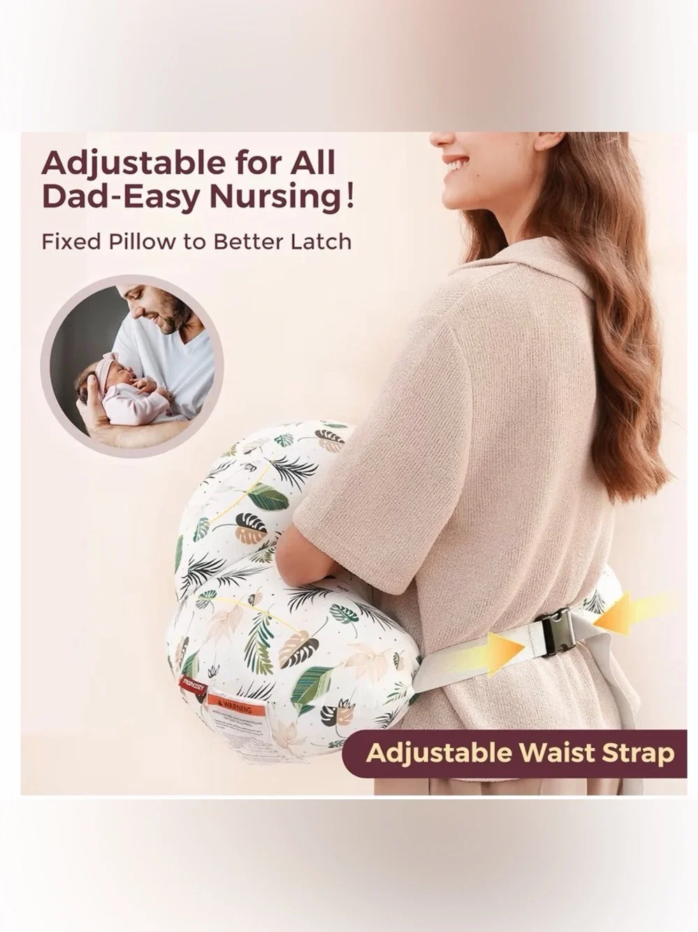 NWT - Momcozy - Nursing Pillow with Lemon Print - Yellow & Blue